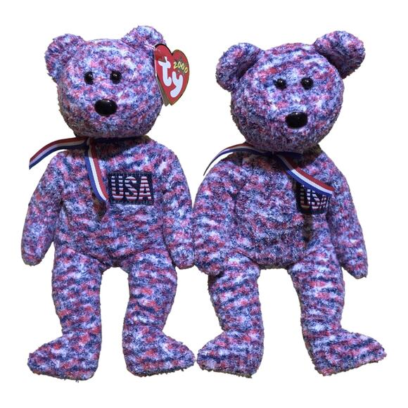 VTG TY Bennie Babies 2000 Collectible Retired Patriotic Rainbow Plush 8.5" NWT - Picture 1 of 10